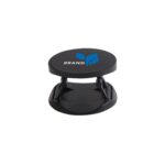 Black pop socket with a blue leaf logo and BRAND text on the top surface.