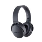 Black over-ear headphones with Boompods logo on ear cup, isolated on a white background.