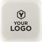 White square object with YOUR LOGO and a hexagonal Y symbol printed in black on the front.