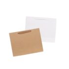Two shopping bags: one brown, one white, each with handles, on a plain white background.