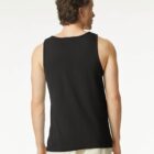 Man in a black tank top and white pants, shown from the back against a light background.