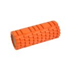 An orange textured foam roller with a cylindrical shape.