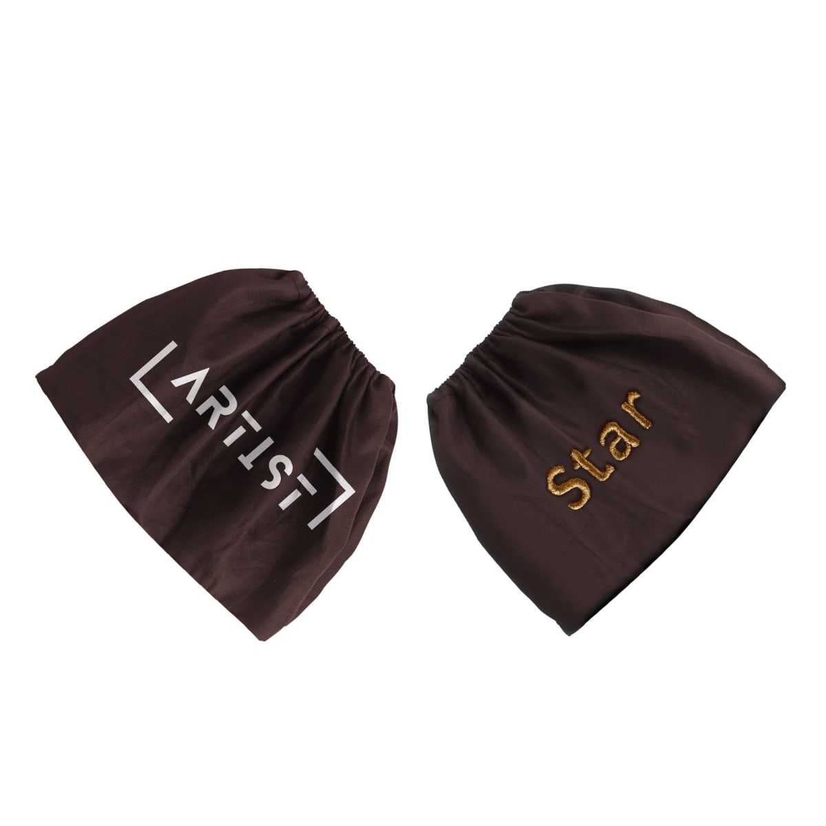 Two brown drawstring bags, one labeled Artist and the other Star.