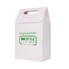White gift box with Congratulations! Nu-Style Living in green text.