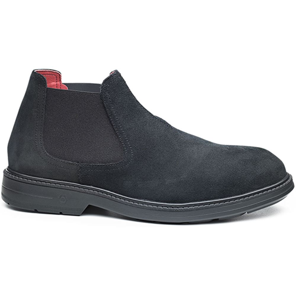 S3 ESD SRC AU Universe Shoe: black suede Chelsea boot with SRC grip and dark rubber sole.