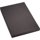 A closed, plain black hardcover sketchbook is shown from a slightly angled perspective on a white background. The book has a smooth, matte finish and appears new with no visible markings or designs.