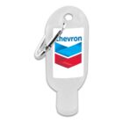 Clear plastic bottle with a carabiner and Chevron logo label on the front.