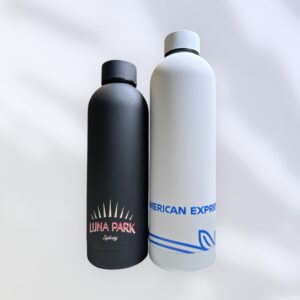 custom black and white bottles with AMEX and Luna Park logos