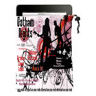 A graphic featuring silhouettes of two musicians with guitars, surrounded by text about a music event. Text includes event details like Gotham Nights, featuring Broken Chain Links, and styles such as pop rock and alternative. Background has abstract designs.