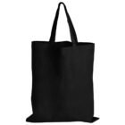 Black reusable tote bag with two handles against a white background.
