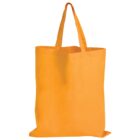 Plain orange tote bag with two handles, standing upright against a white background.