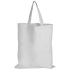 Plain white canvas tote bag with two handles, shown against a white background.