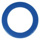 A blue plastic ring-shaped flying disc toy on a white background.