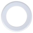 A plain white circular ring with a smooth, glossy surface on a white background.