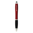 A red and black ink pen with a silver tip and a rubber grip. It has the word Odyssey printed on its red upper half. The top part features a stylus tip for touchscreen use.