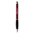 Red and black pen with HIBORE logo and a stylus tip on the top end.