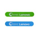 Two emery boards in green and blue with Synnex and Lenovo logos.