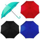 Four umbrellas; teal, red, black, and blue, arranged in a grid pattern.