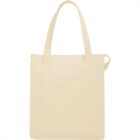 Beige tote bag with long handles and a simple, rectangular shape.