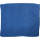 A plain blue towel with a textured surface and finished edges.