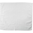 White towel with a simple, plain design on a flat surface.