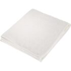 Folded white towel on a plain white background.