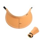 Orange sun visor, rolled and unrolled, with a 12cm brim measurement marked.