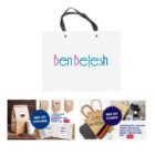 Shopping bag with colorful Ben Betesh logo and packaging options showcased below.
