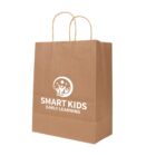 Brown paper bag with Smart Kids Early Learning logo and handles.