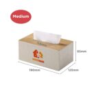 Medium-sized tissue box with wooden lid and Homeware logo, dimensions displayed.