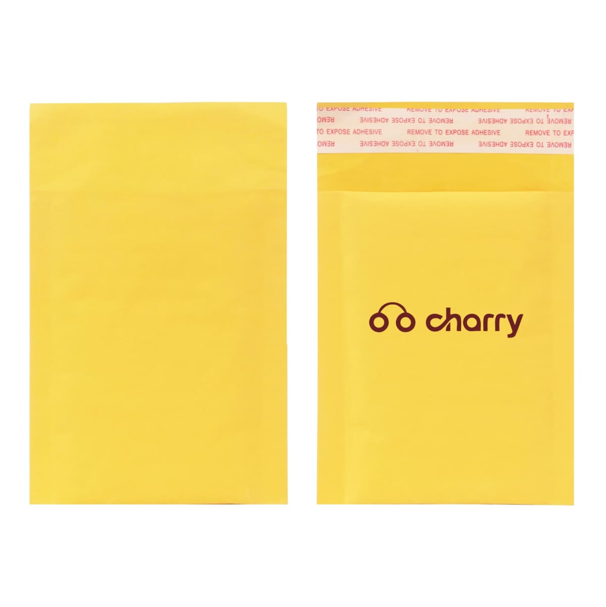 Promotional yellow padded envelopes, with a printed logo