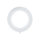 White round waffle-textured frame with a small tab on the bottom.