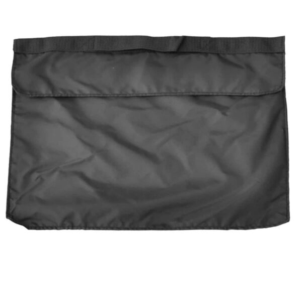 Black nylon pouch with a top flap, shown on a white background.