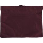 Brown fabric pouch with flap closure against a white background.