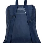 A navy blue backpack with adjustable shoulder straps and a top handle.