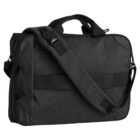 Black fabric briefcase with shoulder strap and handles.