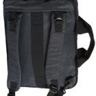 Black backpack with padded shoulder straps and side handle.
