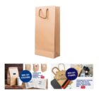Brown paper bag with handles, customizable with stamps or stickers.