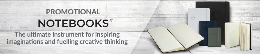 Branded Notebooks from our buying guide on display.