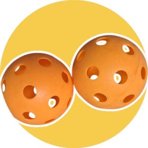 Two orange promotional Pickleball Merch on a yellow background.