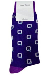 promotional socks branded with Quantexa logo