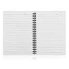 Open spiral notebook with lined pages. Each page has a space for the date at the top. The notebook is centered on a white background, showing clean, blank lines, ready for writing or note-taking.