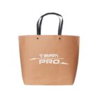 Brown tote bag with Team Pro logo in white on the side.