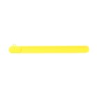 A long, yellow silicone slap bracelet with a round clasp.