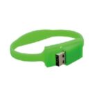 Green USB flash drive shaped like a wristband.
