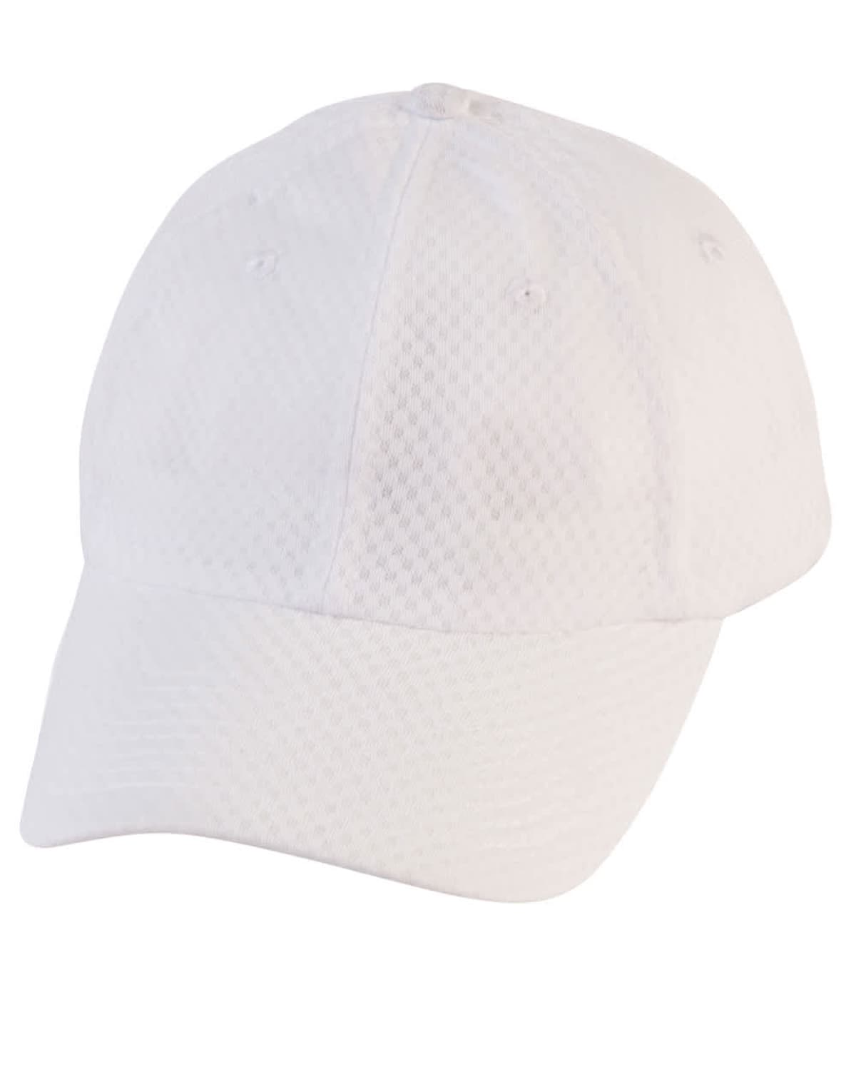White baseball cap with a textured, subtle pattern.