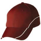 Red baseball cap with white piping accents.