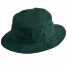 Green bucket hat with side ventilation holes on a white background.