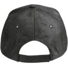Back view of a dark gray baseball cap with adjustable strap and ventilation holes.