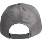 Back view of a gray baseball cap with an adjustable strap.